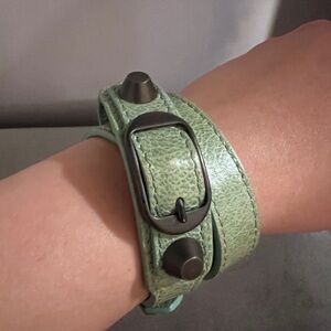Balenciaga triple tour Mint Green Wrap Bracelet with Studs